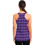 Purple Harlequin Pattern Print Women's Racerback Tank Top