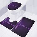 Purple Heartbeat Print 3 Piece Bath Mat Set