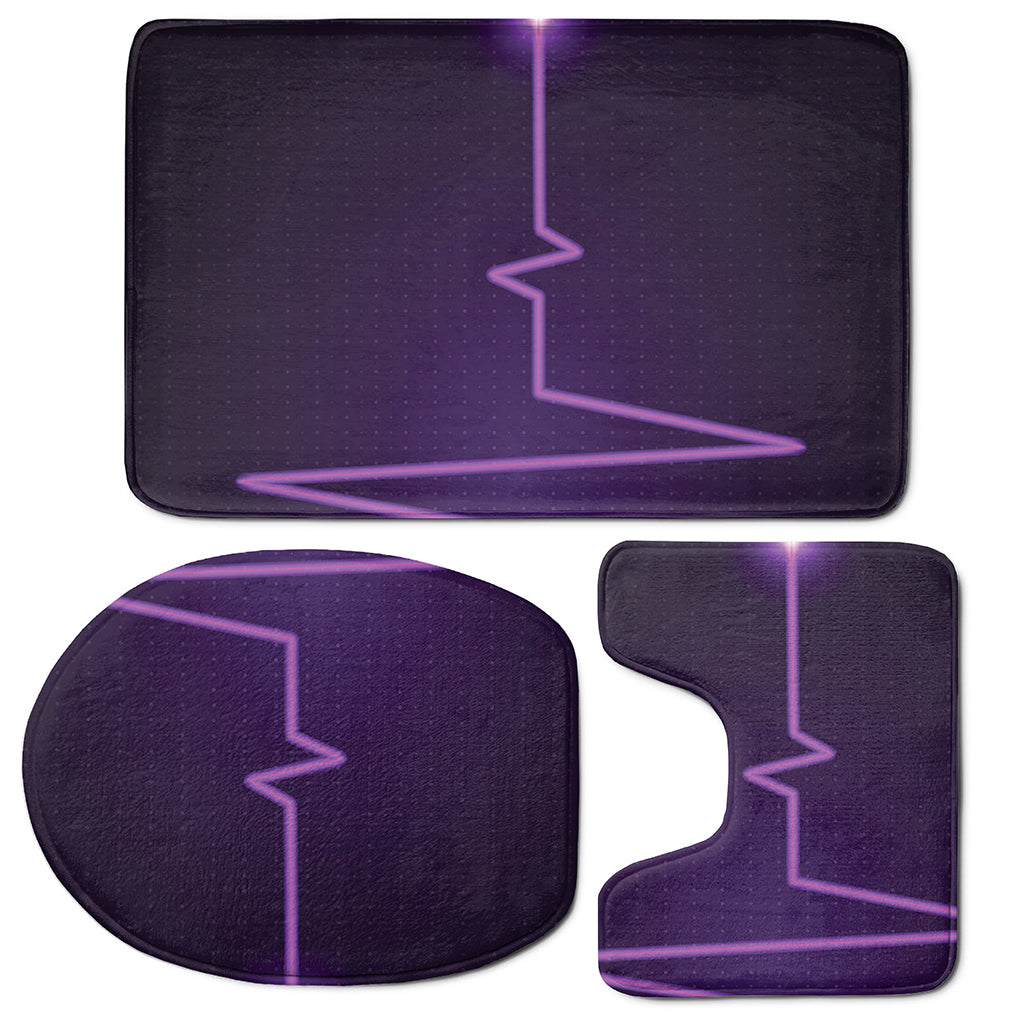 Purple Heartbeat Print 3 Piece Bath Mat Set