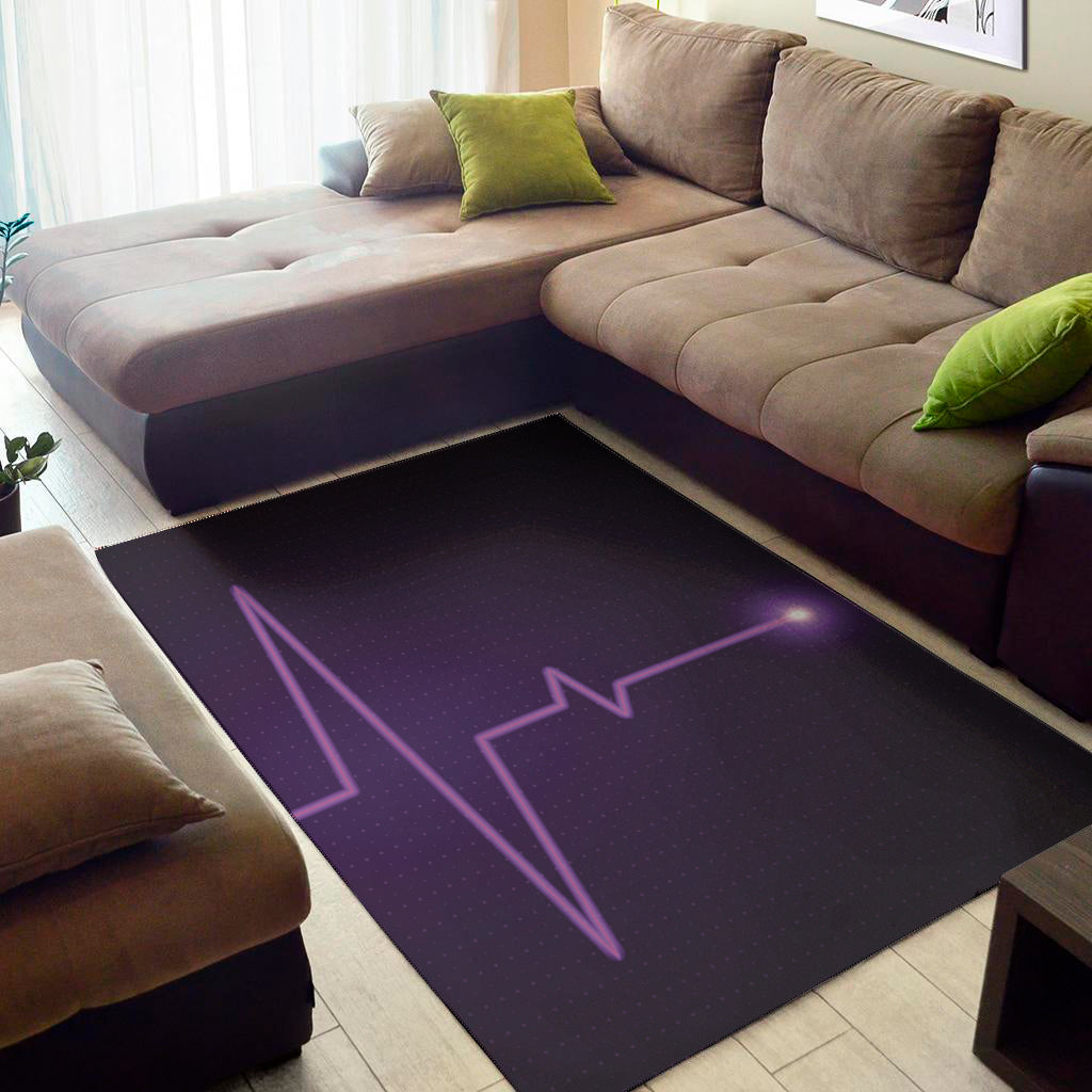 Purple Heartbeat Print Area Rug