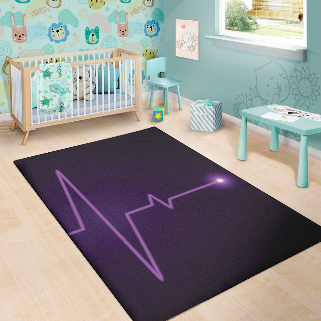 Purple Heartbeat Print Area Rug