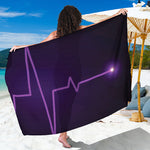 Purple Heartbeat Print Beach Sarong Wrap