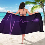 Purple Heartbeat Print Beach Sarong Wrap