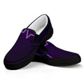 Purple Heartbeat Print Black Slip On Sneakers