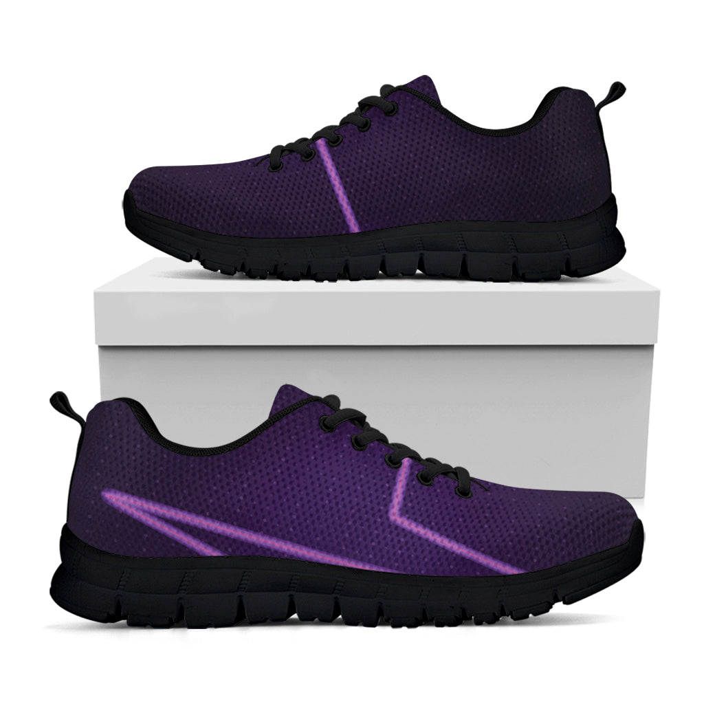 Purple Heartbeat Print Black Sneakers