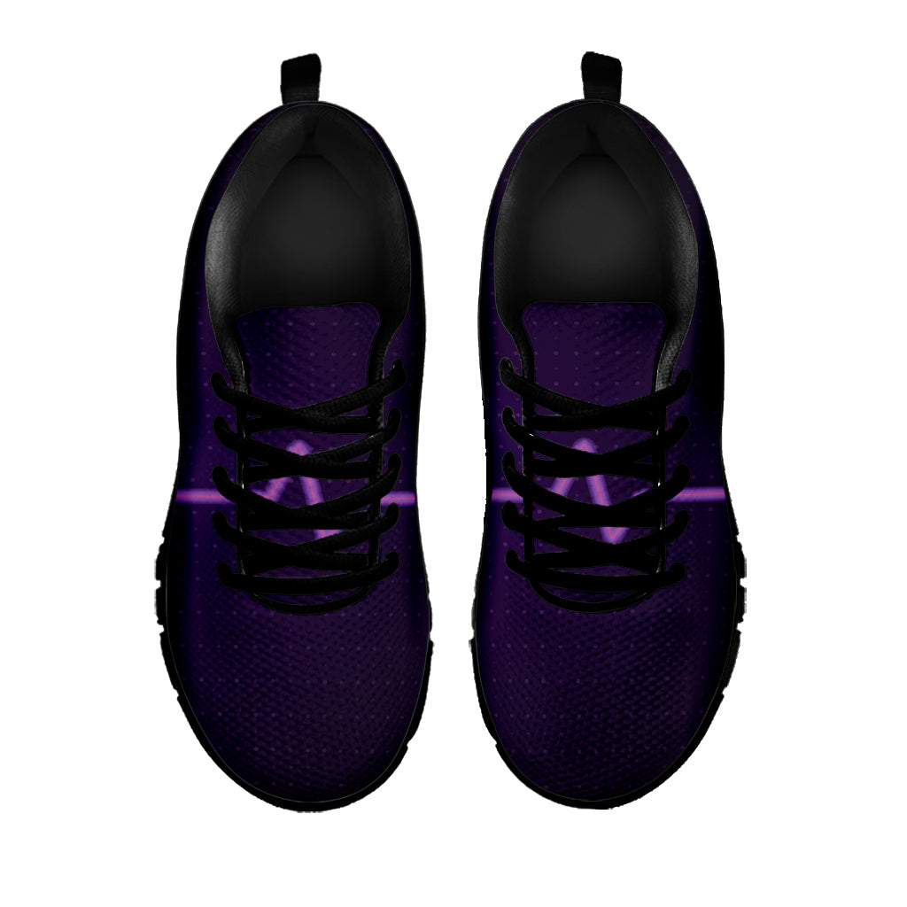 Purple Heartbeat Print Black Sneakers