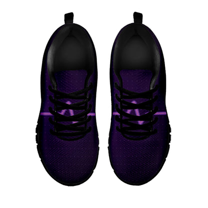 Purple Heartbeat Print Black Sneakers