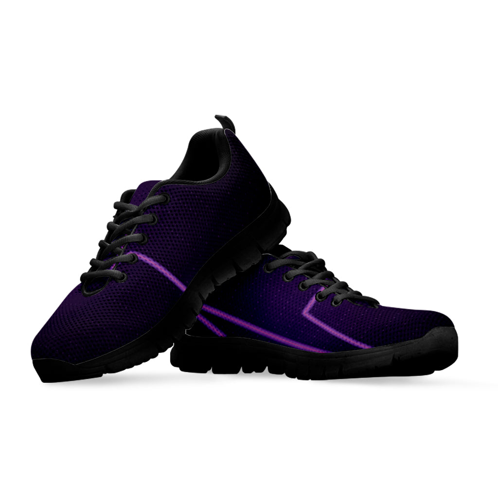 Purple Heartbeat Print Black Sneakers