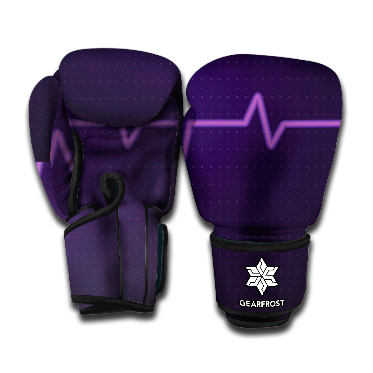 Purple Heartbeat Print Boxing Gloves