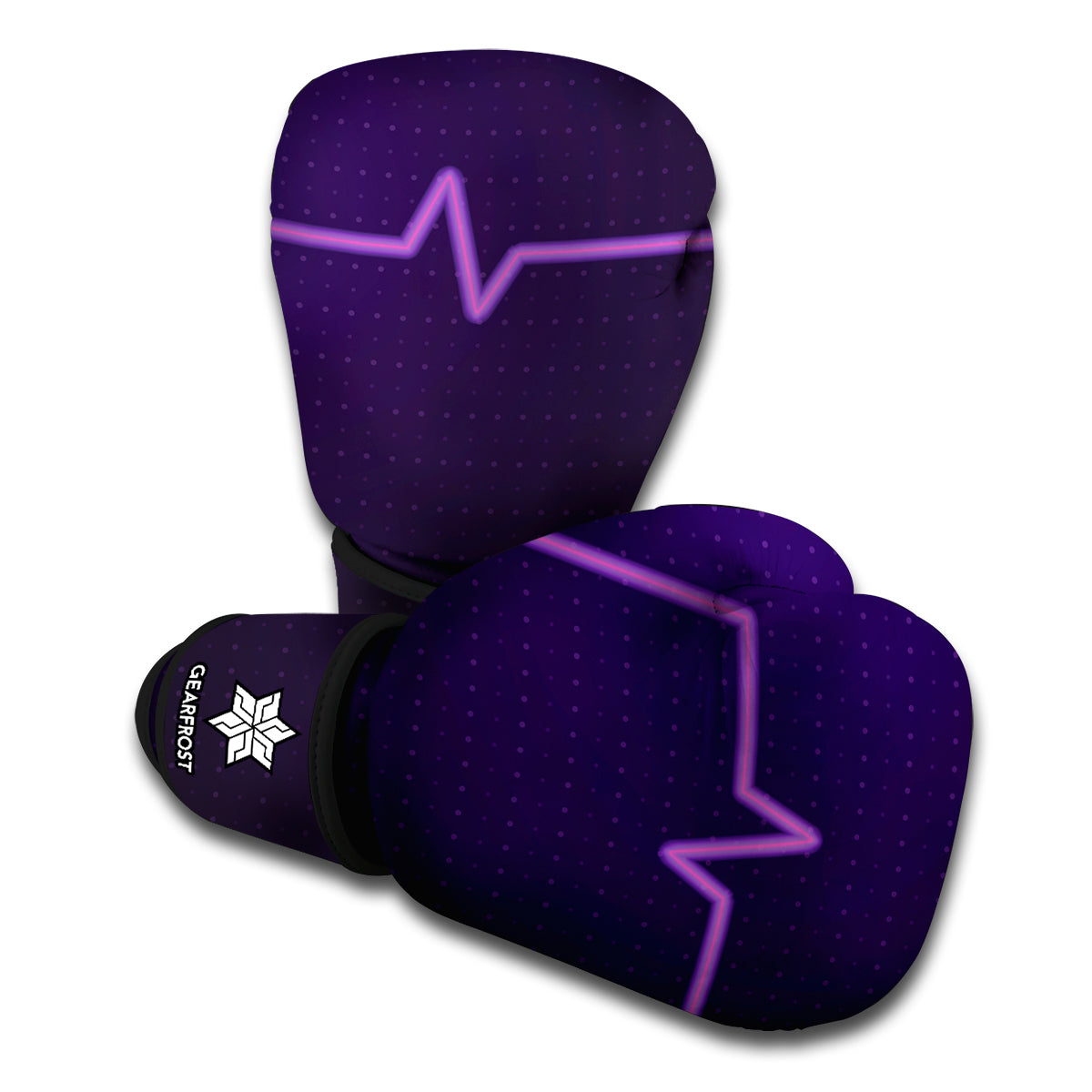 Purple Heartbeat Print Boxing Gloves