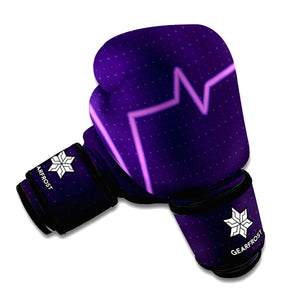 Purple Heartbeat Print Boxing Gloves