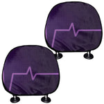 Purple Heartbeat Print Car Headrest Covers