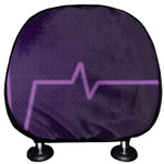 Purple Heartbeat Print Car Headrest Covers