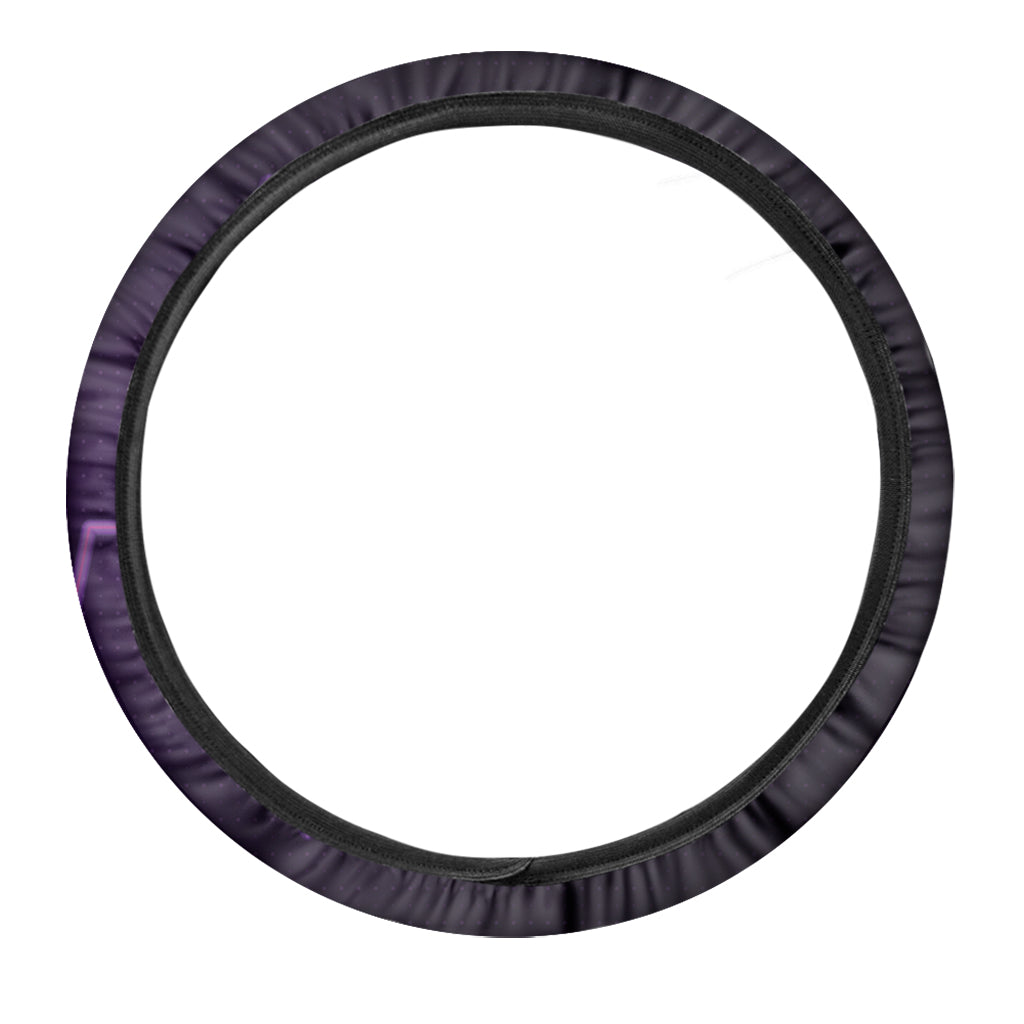 Purple Heartbeat Print Car Steering Wheel Cover