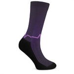 Purple Heartbeat Print Crew Socks