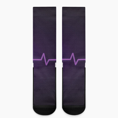 Purple Heartbeat Print Crew Socks