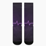 Purple Heartbeat Print Crew Socks