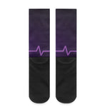 Purple Heartbeat Print Crew Socks