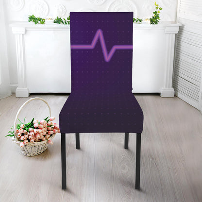 Purple Heartbeat Print Dining Chair Slipcover