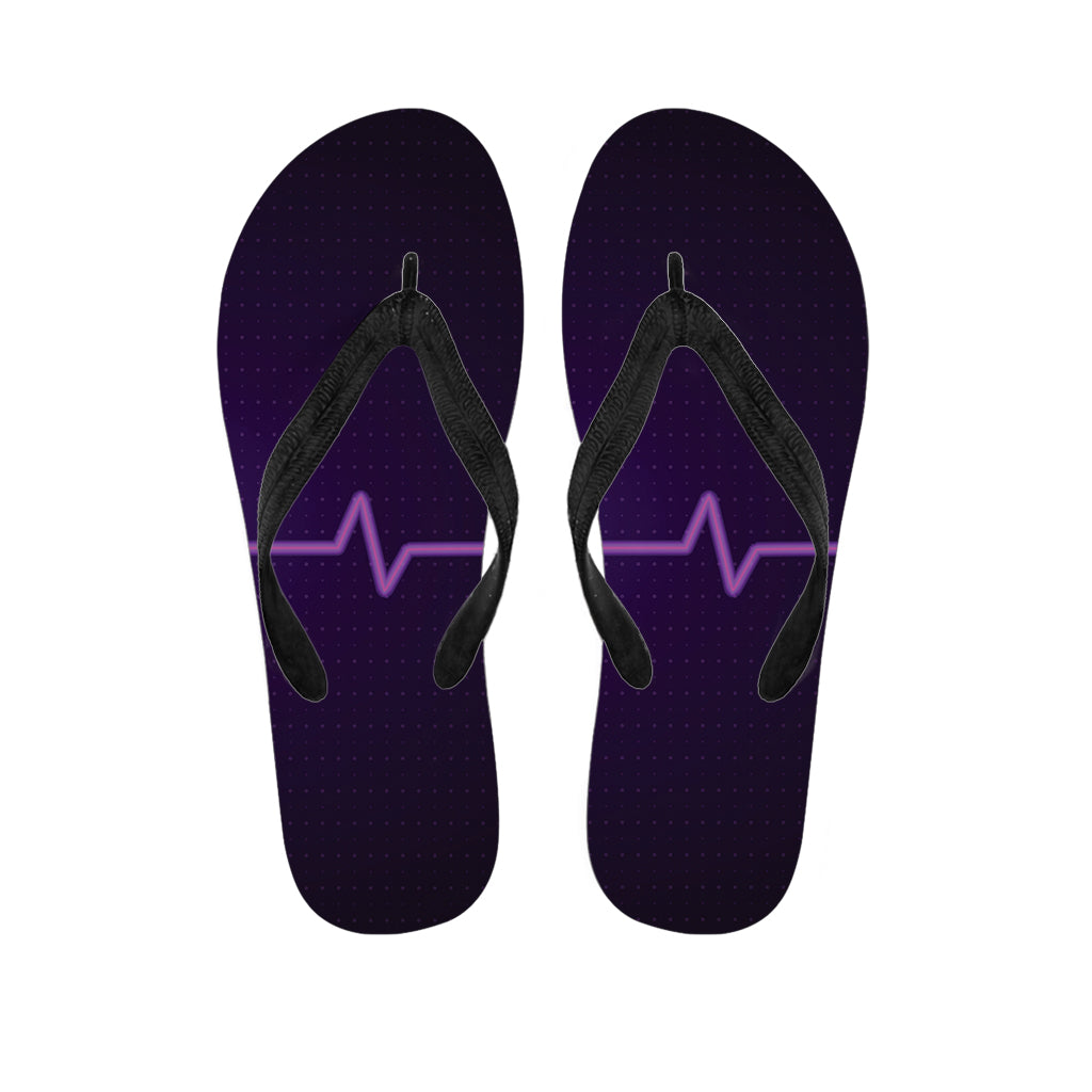 Purple Heartbeat Print Flip Flops