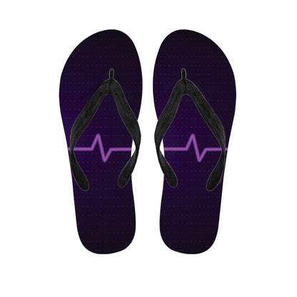 Purple Heartbeat Print Flip Flops