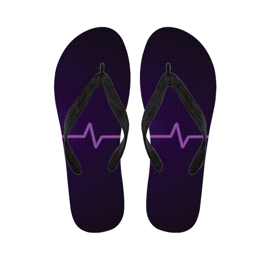Purple Heartbeat Print Flip Flops