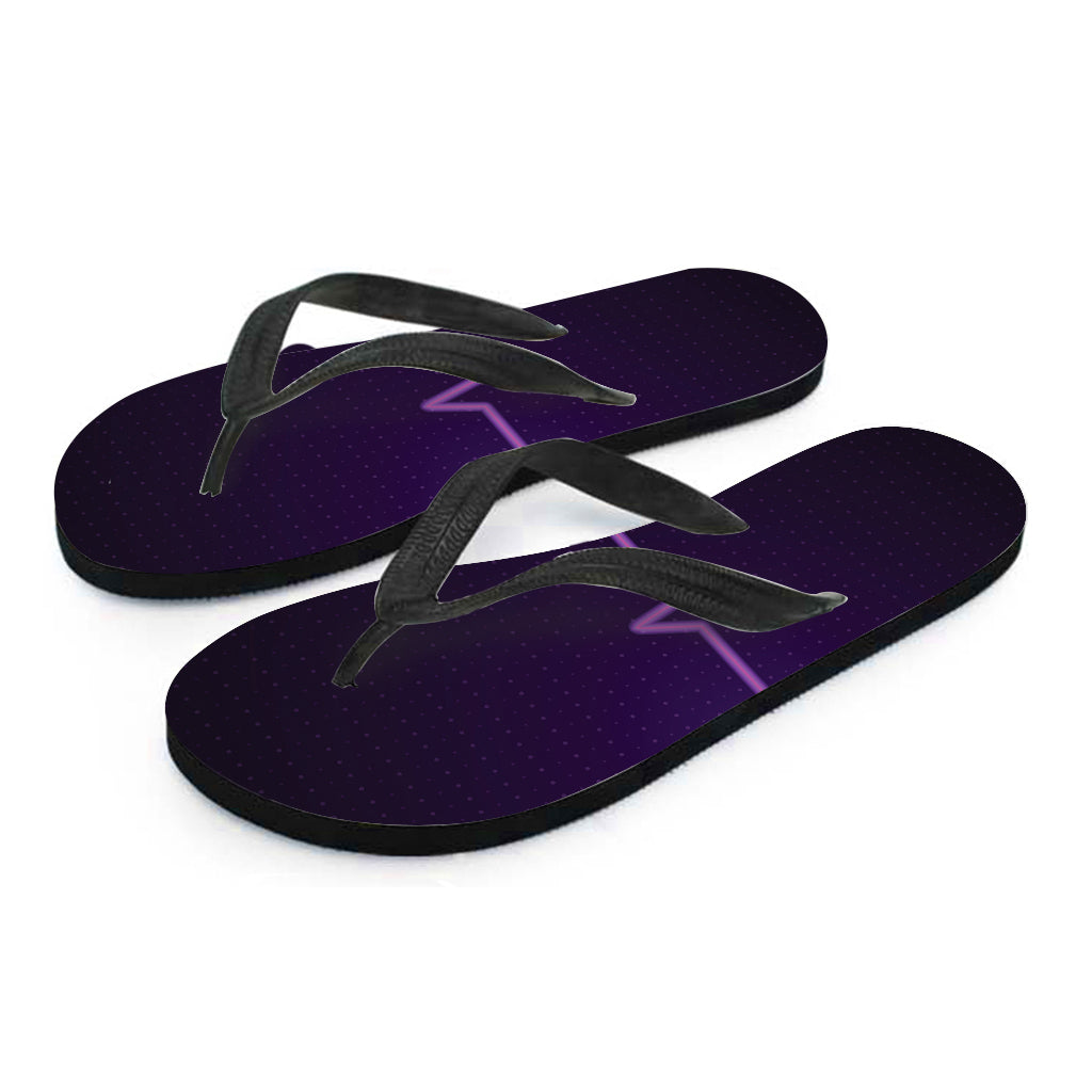 Purple Heartbeat Print Flip Flops