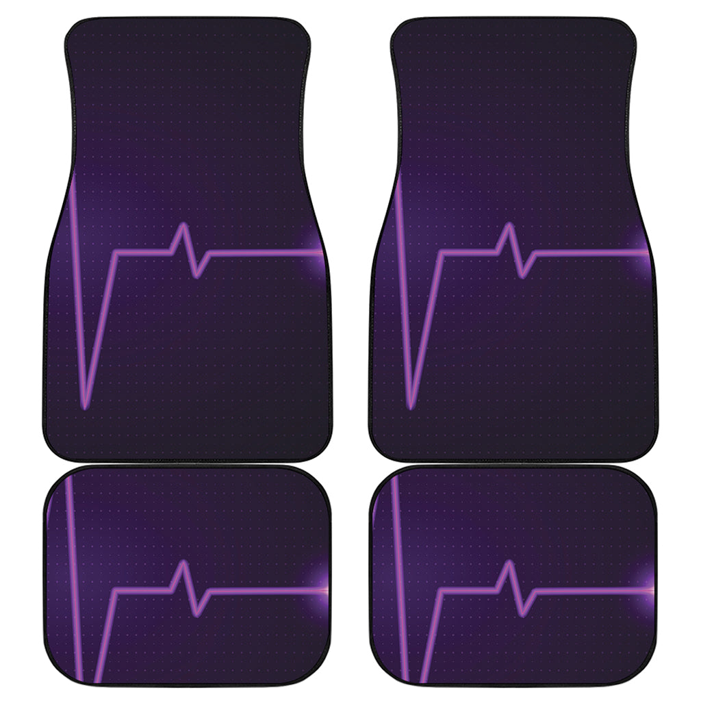 Purple Heartbeat Print Front and Back Car Floor Mats