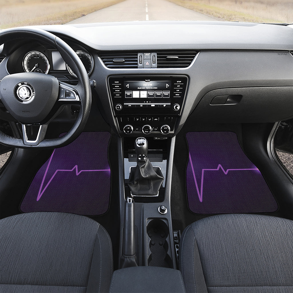 Purple Heartbeat Print Front and Back Car Floor Mats