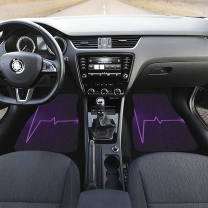 Purple Heartbeat Print Front and Back Car Floor Mats