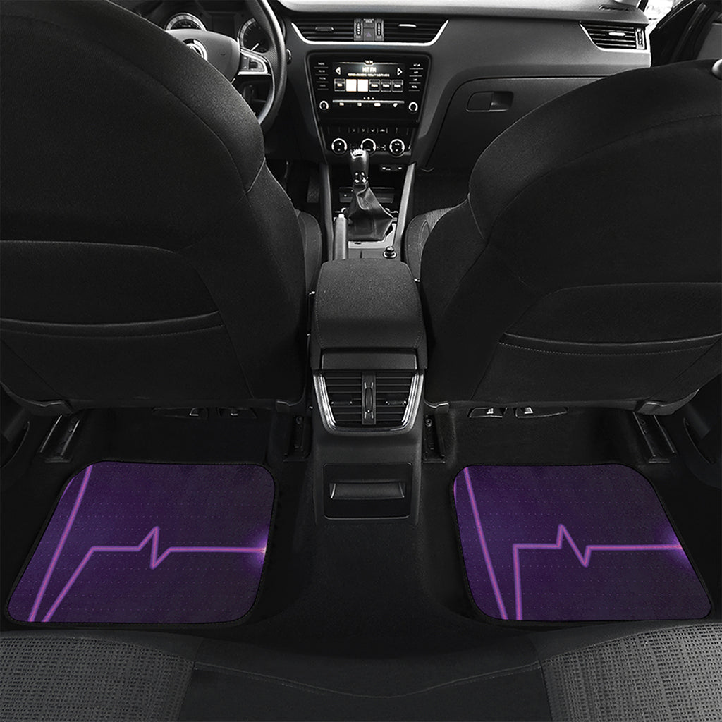 Purple Heartbeat Print Front and Back Car Floor Mats