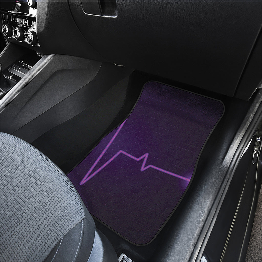 Purple Heartbeat Print Front and Back Car Floor Mats