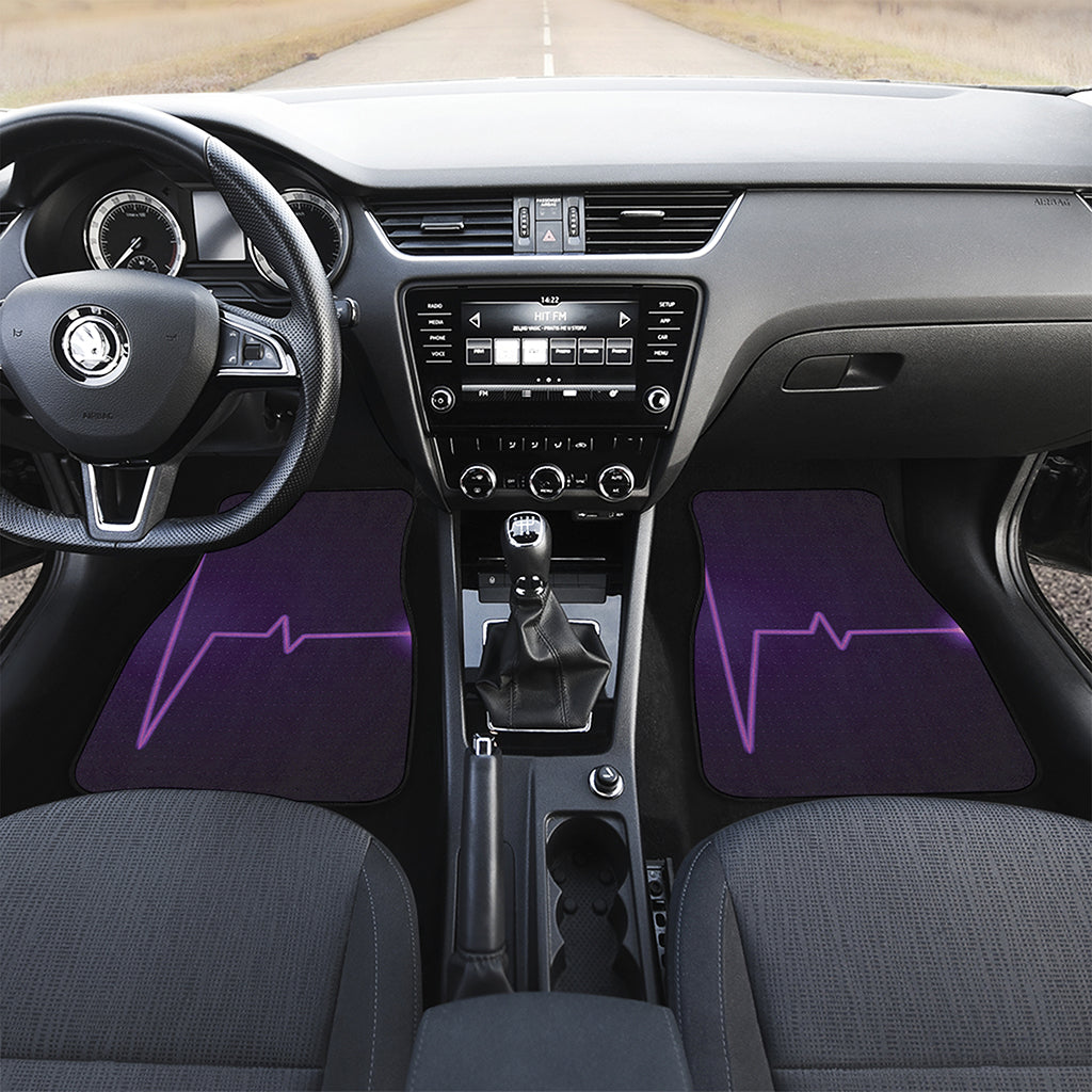 Purple Heartbeat Print Front Car Floor Mats