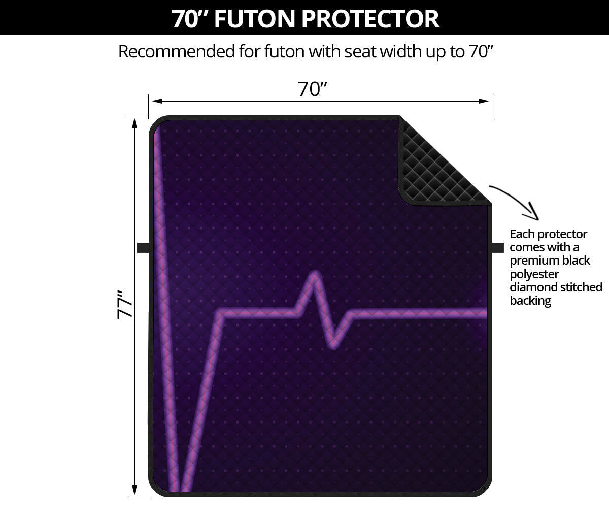 Purple Heartbeat Print Futon Protector