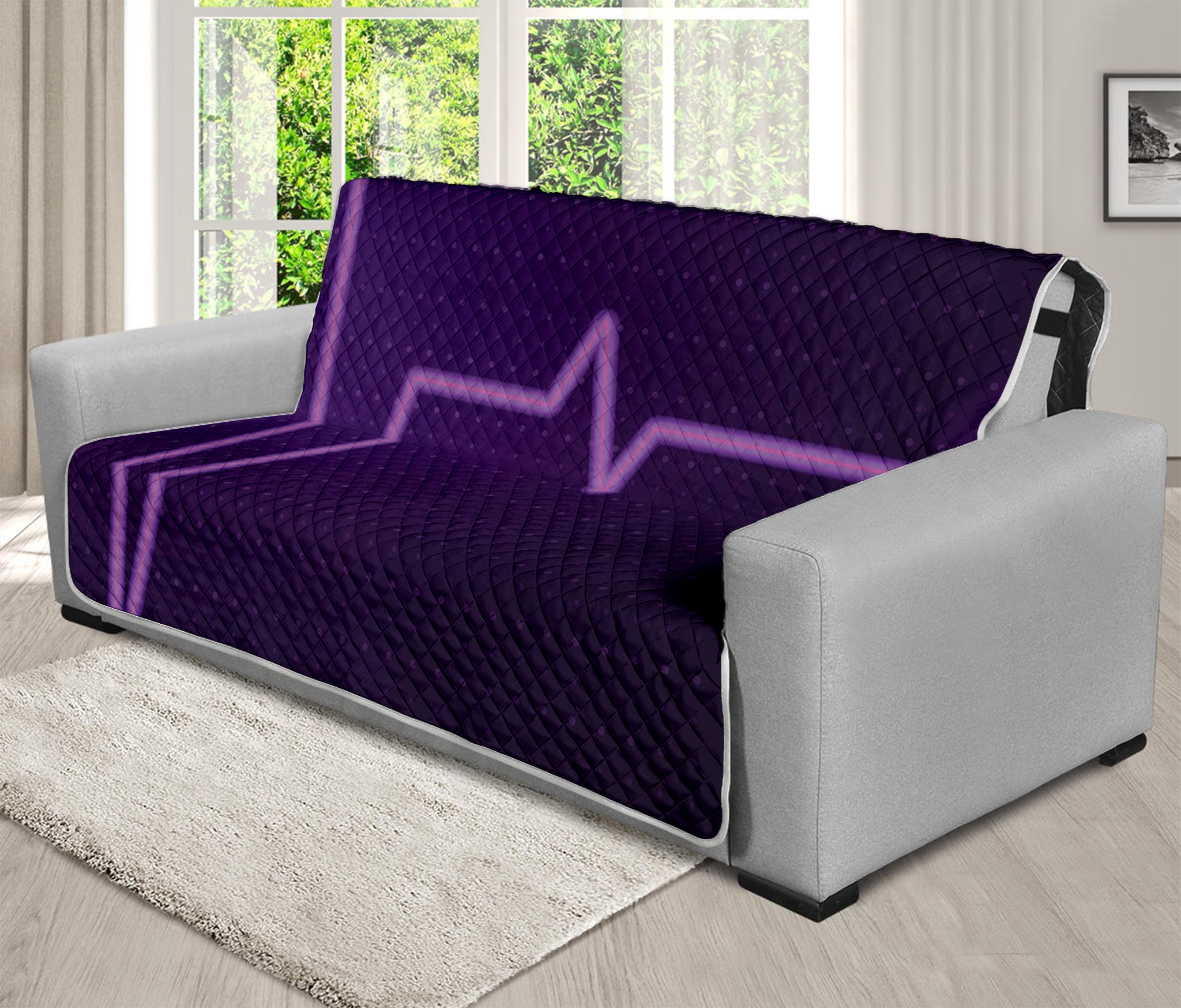 Purple Heartbeat Print Futon Protector