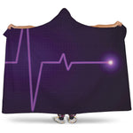 Purple Heartbeat Print Hooded Blanket