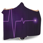 Purple Heartbeat Print Hooded Blanket