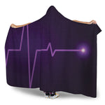 Purple Heartbeat Print Hooded Blanket
