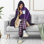 Purple Heartbeat Print Hooded Blanket