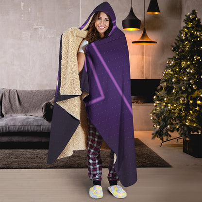 Purple Heartbeat Print Hooded Blanket