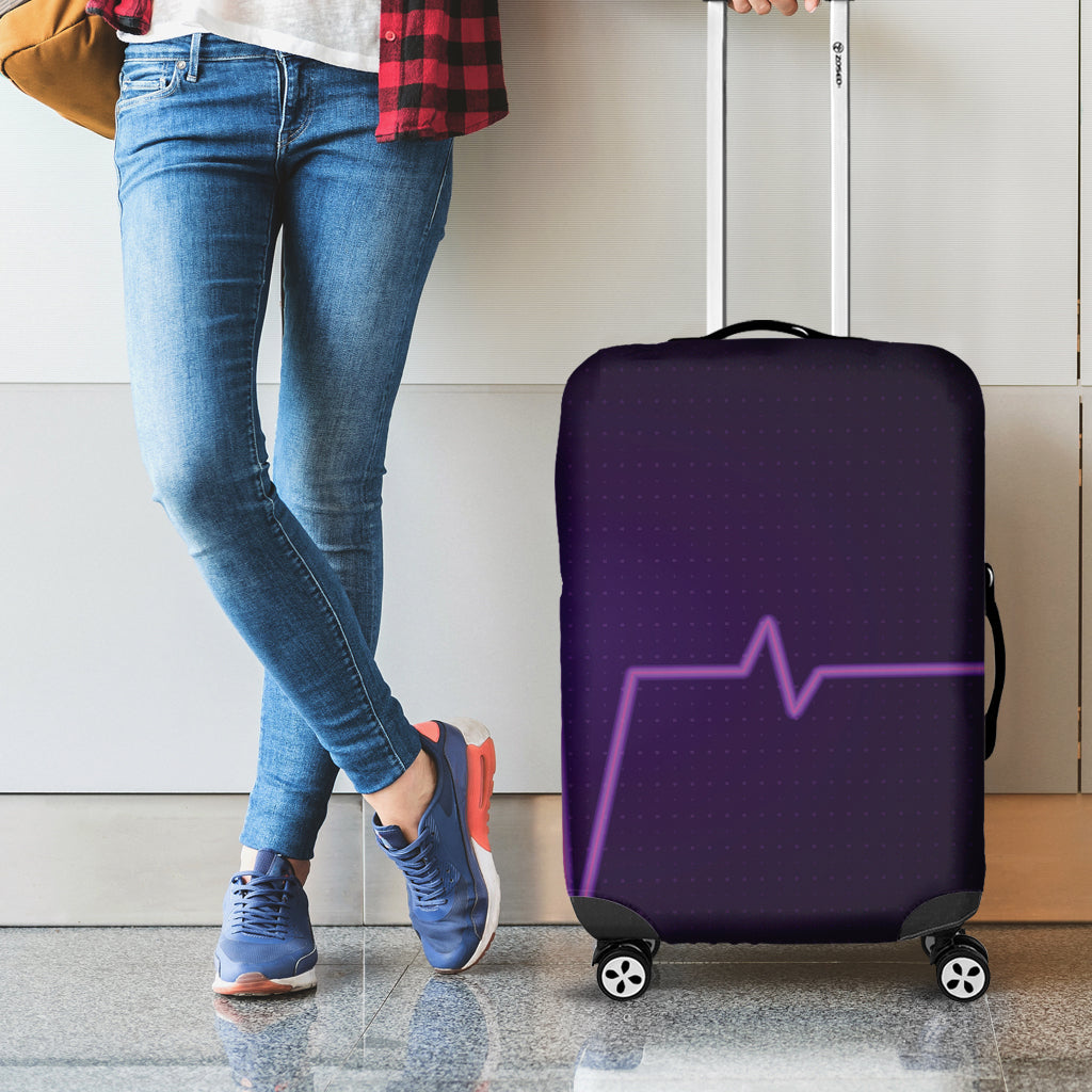 Purple Heartbeat Print Luggage Cover