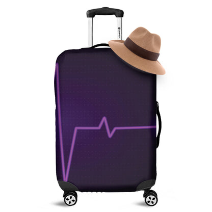 Purple Heartbeat Print Luggage Cover