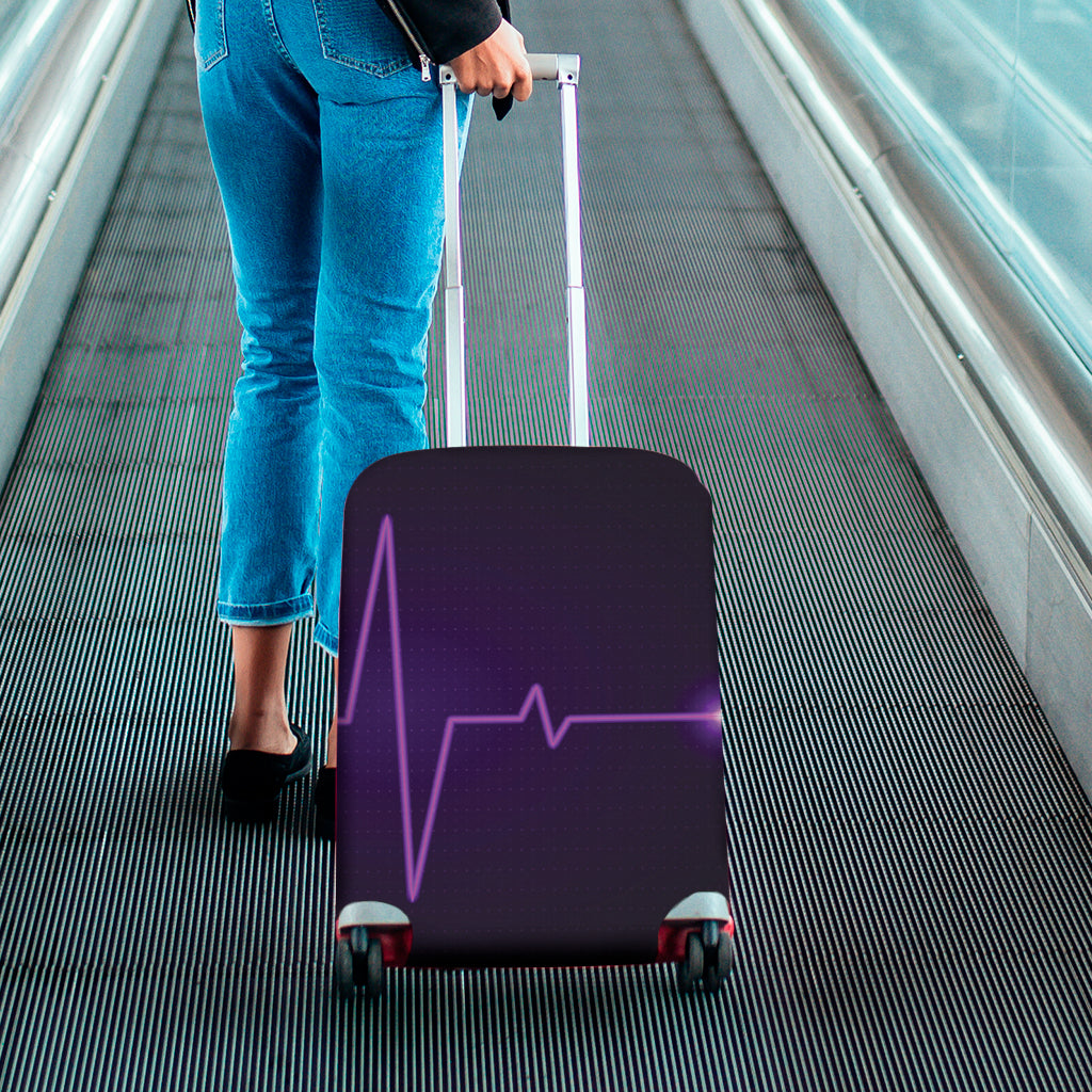 Purple Heartbeat Print Luggage Cover