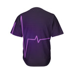 Purple Heartbeat Print Men's Baseball Jersey