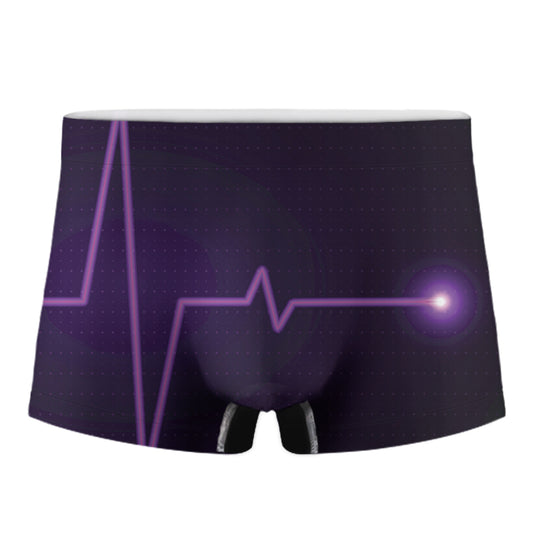 Purple Heartbeat Print Men's Boxer Briefs