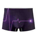 Purple Heartbeat Print Men's Boxer Briefs