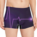Purple Heartbeat Print Men's Boxer Briefs