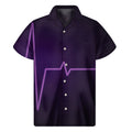 Purple Heartbeat Print Men's Short Sleeve Shirt
