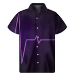 Purple Heartbeat Print Men's Short Sleeve Shirt