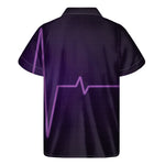 Purple Heartbeat Print Men's Short Sleeve Shirt